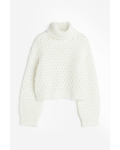 Polo-neck Jumper White