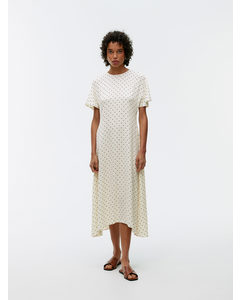 Midi-jurk Met Vlindermouwen Wit