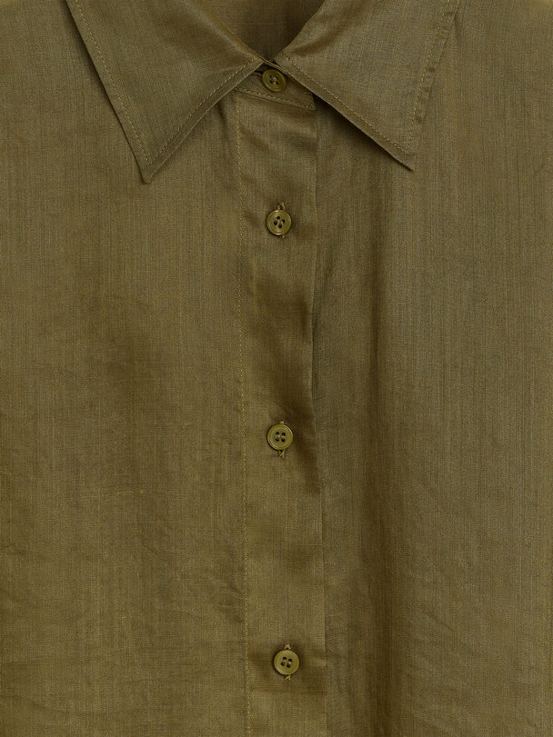 ARKET Transparent Skjorte I Ramie Kakigrøn