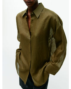 Transparent Skjorte I Ramie Kakigrøn