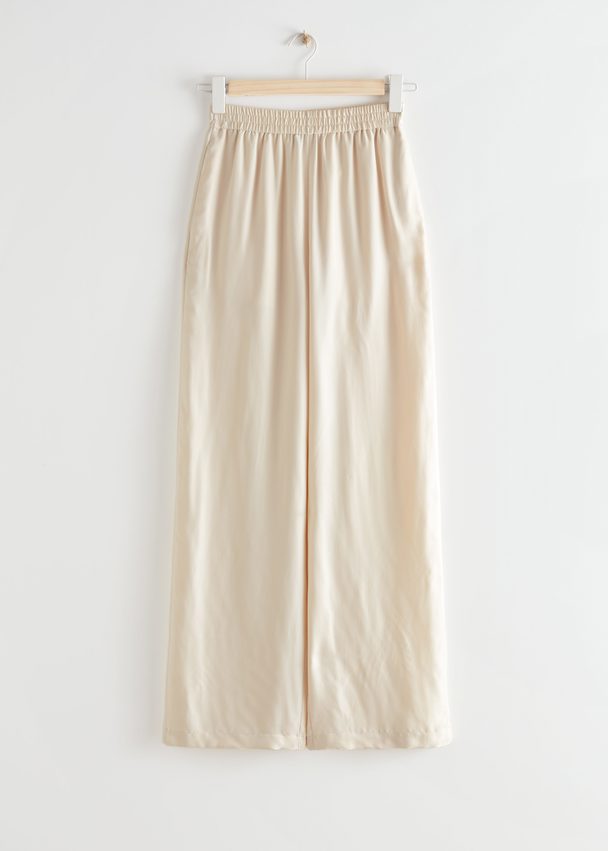 & Other Stories Relaxed Drawstring Trousers Cream