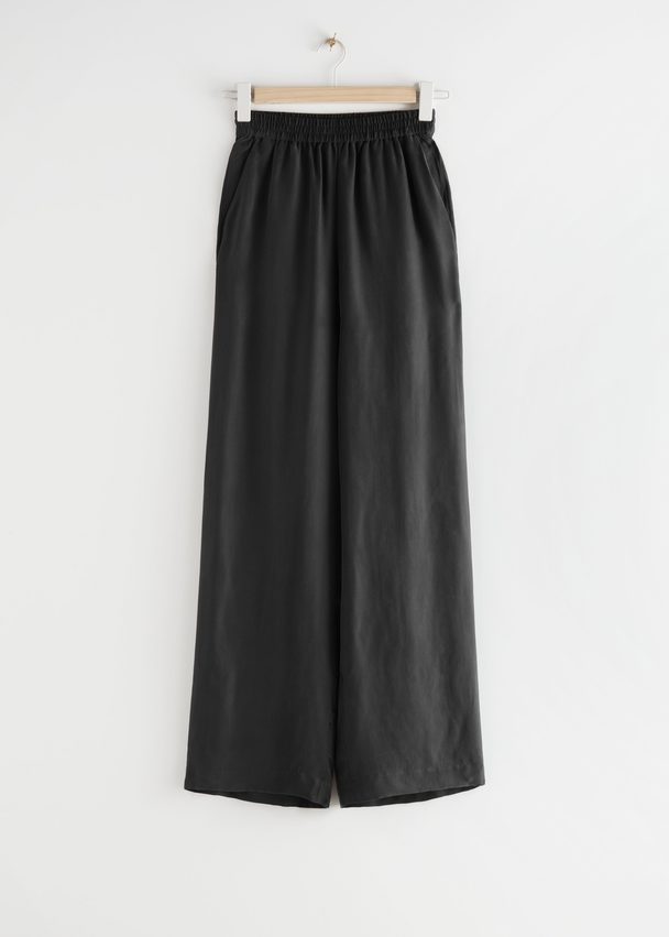 & Other Stories Relaxed Drawstring Trousers Black
