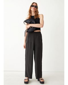 Relaxed Drawstring Trousers Black