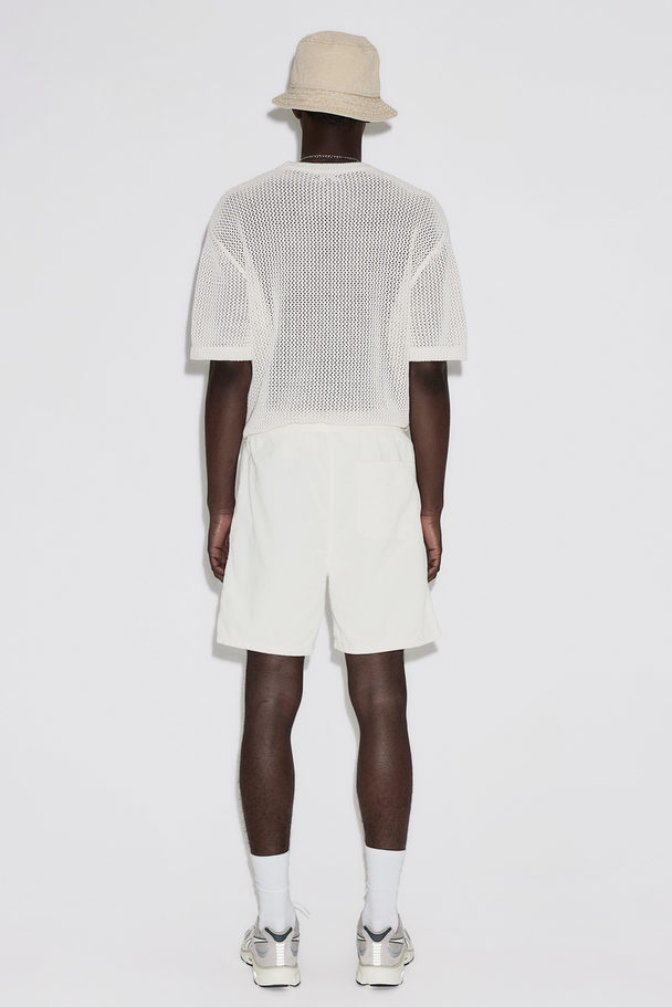 H&M Regular Fit Corduroy Shorts White