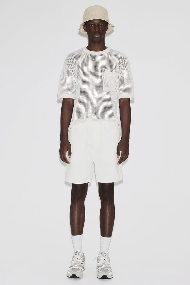 H&M Shorts I Fløjl Regular Fit Hvid