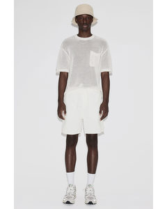 Shorts aus Cord in Regular Fit Weiß