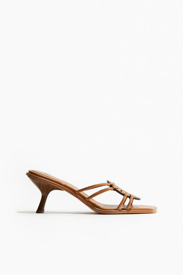 H&M Monogram Heeled Sandals Light Brown