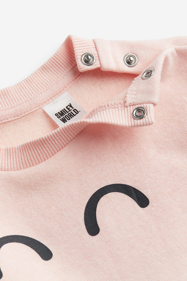 H&M Sweatshirt Med Trykk Lys Rosa/smileyworld®