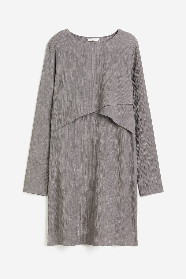 H&M Mama Crinkled Nursing Dress Grey