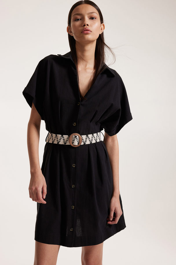 H&M Belted Shirt Dress Black