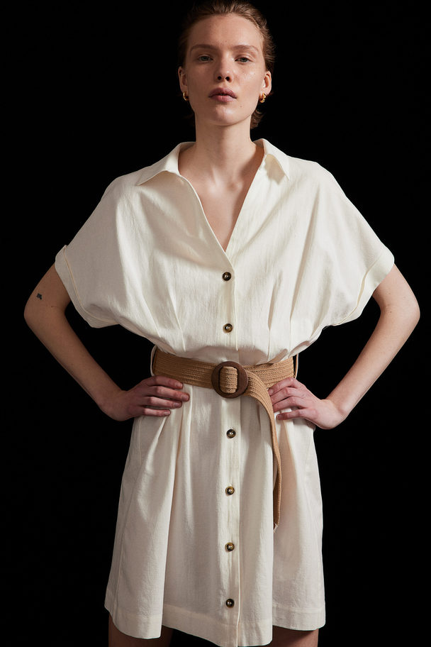 H&M Belted Shirt Dress White