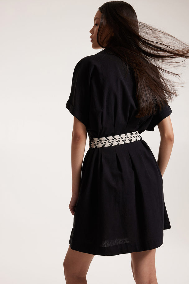 H&M Belted Shirt Dress Black