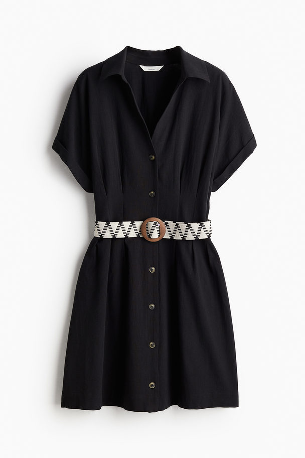 H&M Belted Shirt Dress Black