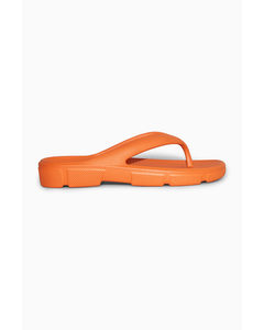 Chunky Low-platform Flip Flops Bright Orange