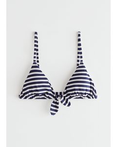 Ribbed Bow Bikini Top Blue/white Stripes