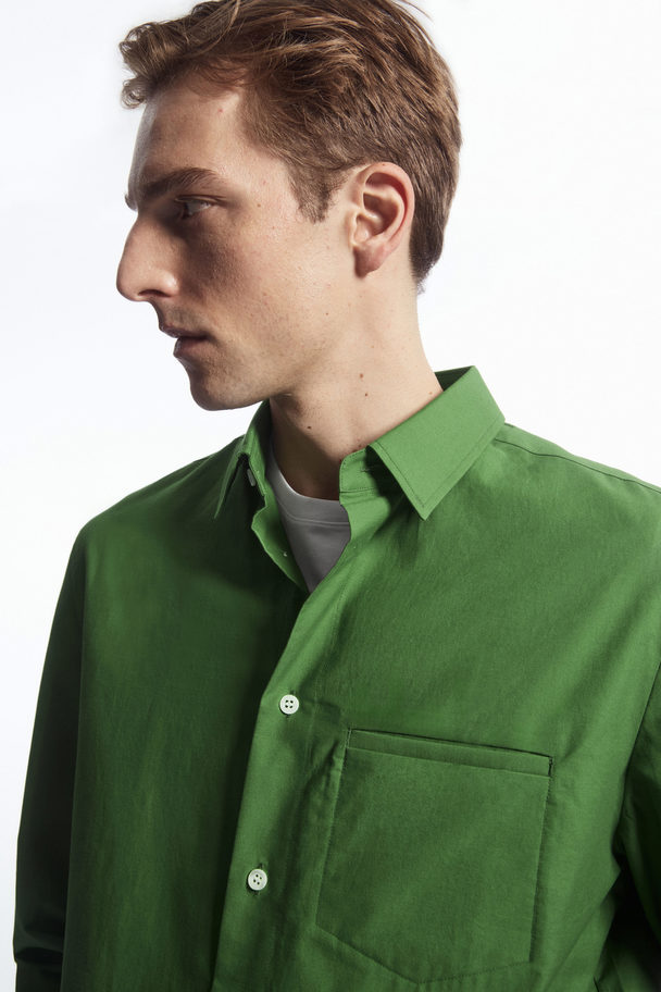 COS Topstitched Poplin Shirt Green