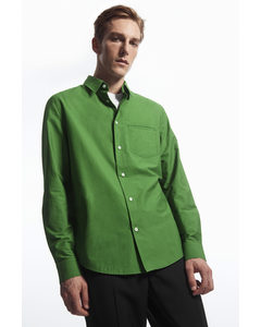 Topstitched Poplin Shirt Green