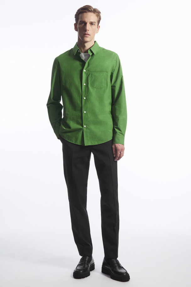COS Topstitched Poplin Shirt Green