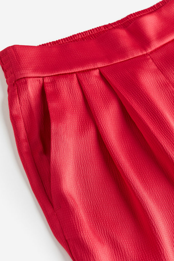 H&M Wide Satin Trousers Red