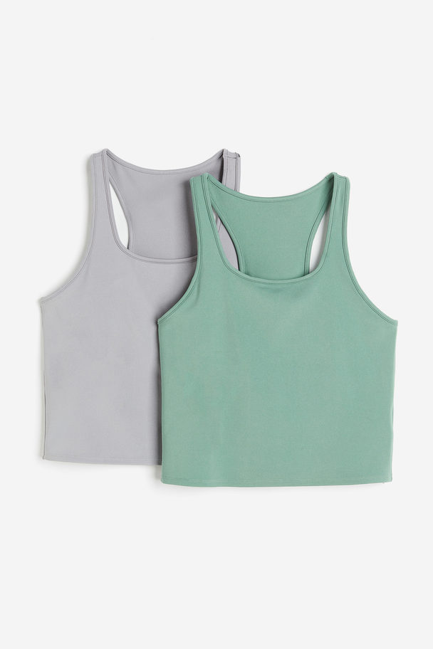 H&M 2-pack Pyjamassinglet Mintgrønn/lys Grå