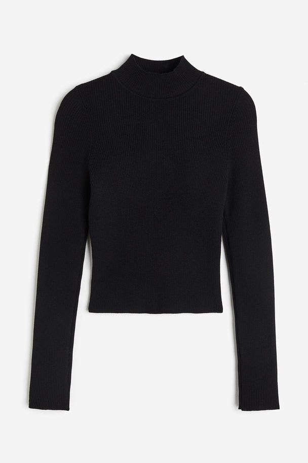 H&M Rib-knit Turtleneck Top Black