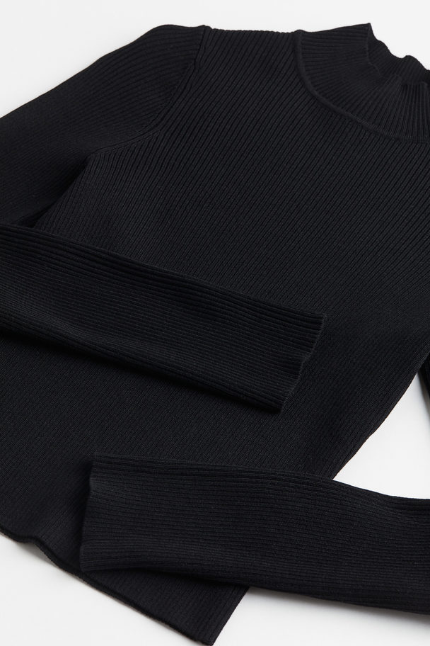 H&M Rib-knit Turtleneck Top Black