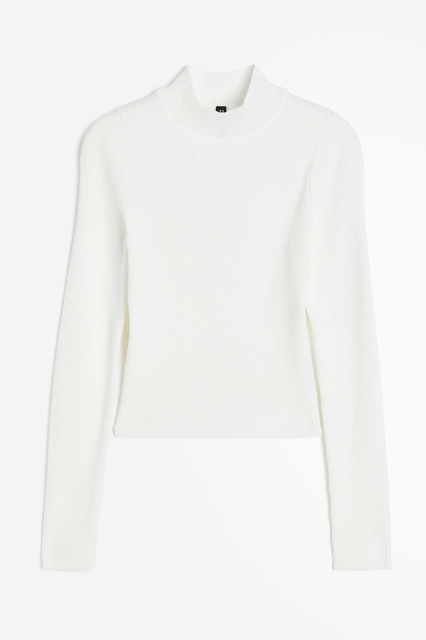 H&M Rib-knit Turtleneck Top White
