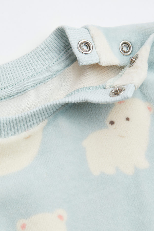 H&M Velour Pyjamas Light Blue/polar Bears