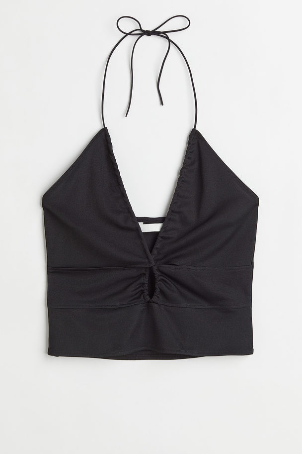 H&M Ribbed Cut-out Top Black