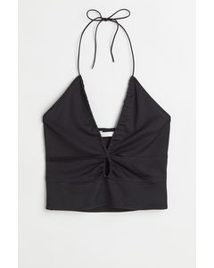 Ribbed Cut-out Top Black