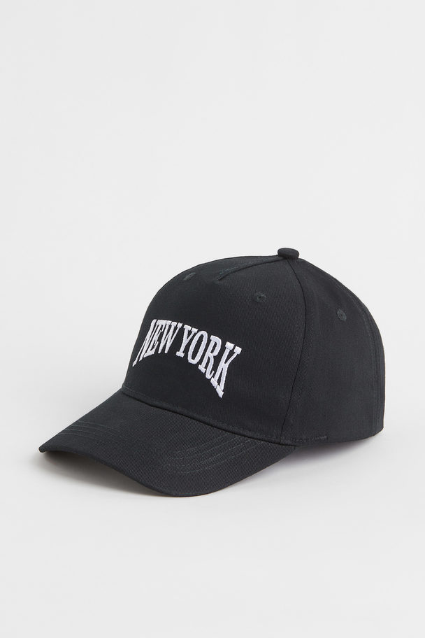 H&M Cotton Twill Cap Black/new York