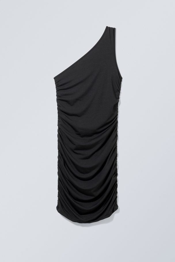 Weekday Einschultriges Y2K-Jerseykleid Schwarz