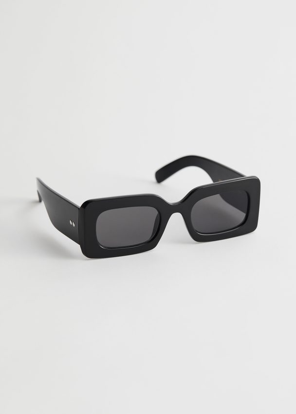 & Other Stories Eckige Sonnenbrille mit dickem Rahmen Schwarz