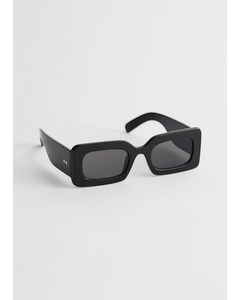 Squared Thick Frame Sunglasses Black