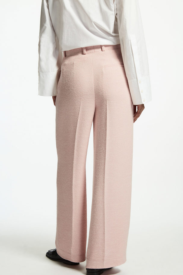 COS Wide-leg Textured Trousers Light Pink