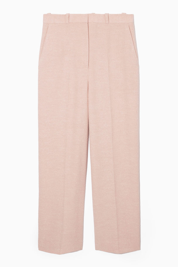 COS Wide-leg Textured Trousers Light Pink