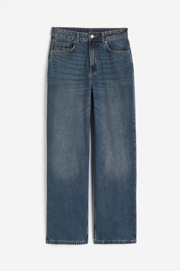 H&M 90s Baggy High Jeans Mørk Denimblå