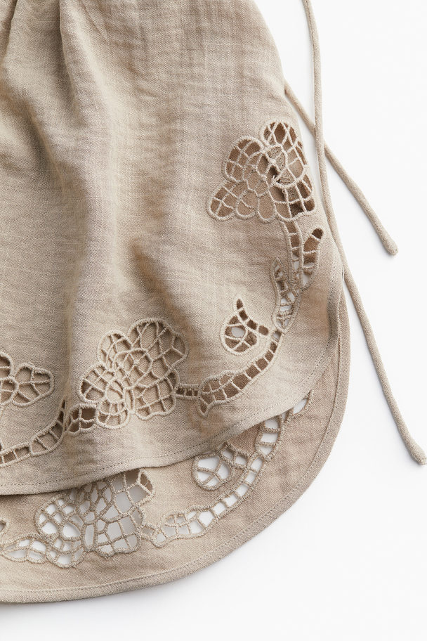 H&M Strandshort Met Broderie Anglaise Beige