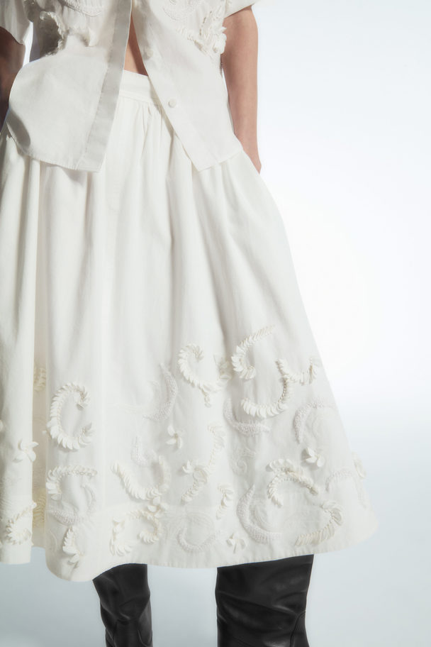COS Embellished Circle-cut Midi Skirt White