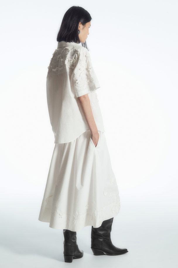 COS Embellished Circle-cut Midi Skirt White