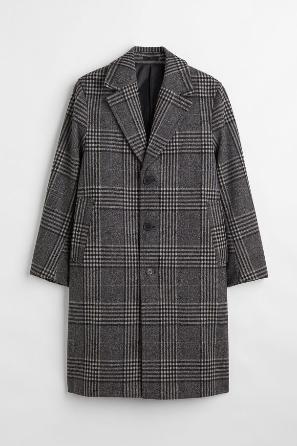 H&M Oversized Wool-blend Coat Grey/checked