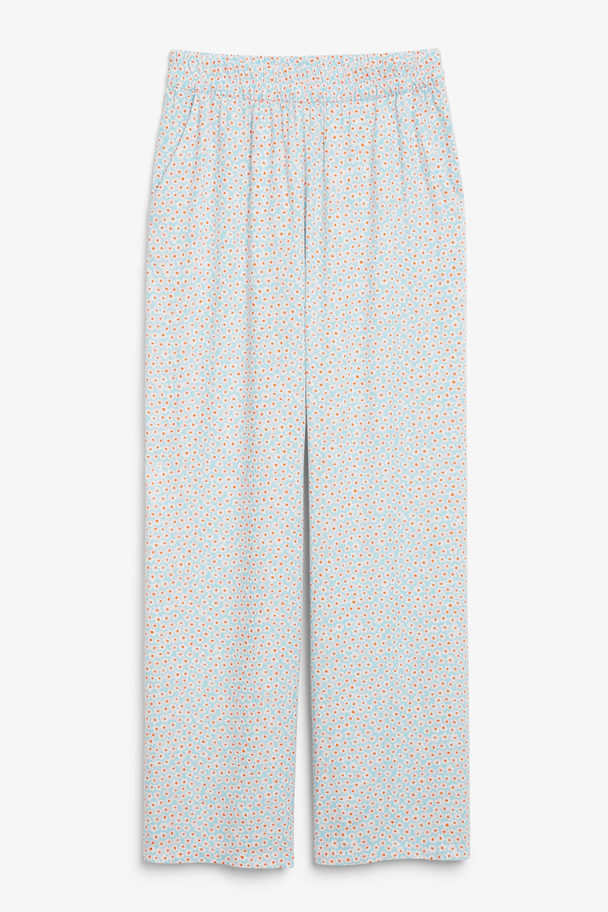 Monki Lightweight Floral Trousers Blue Floral