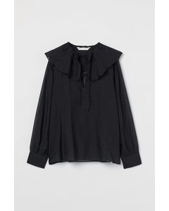 Flounce-collared Blouse Black