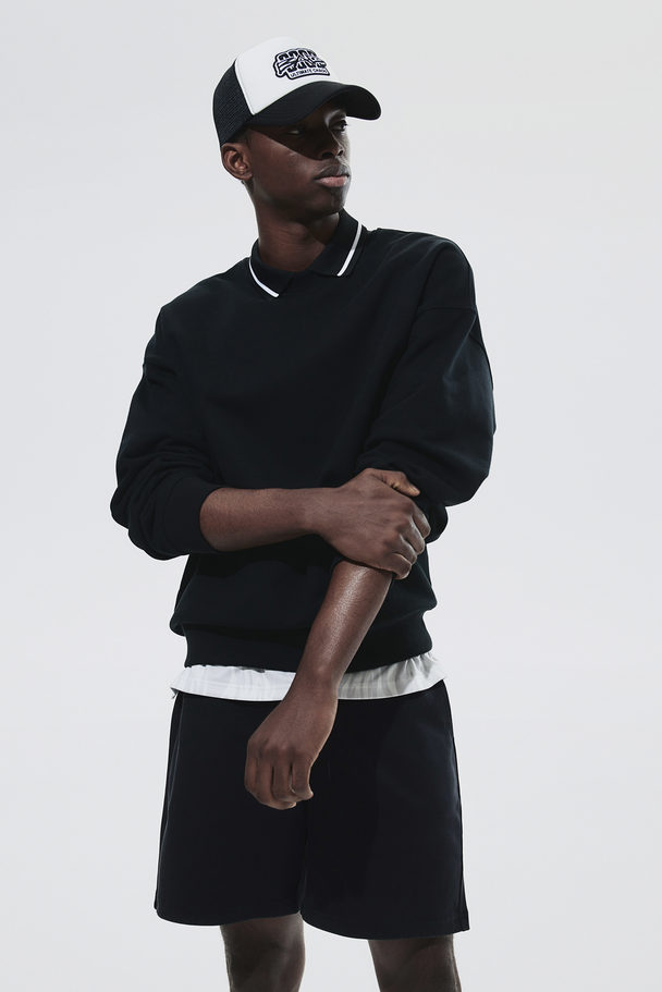 H&M Tricot Short - Loose Fit Zwart