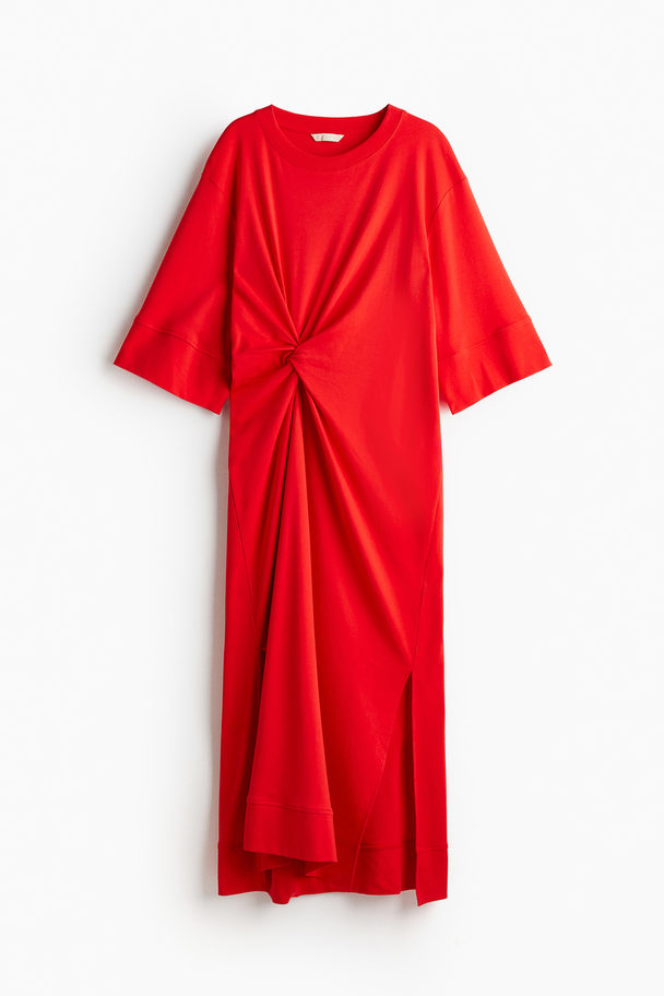 H&M Twist-detail T-shirt Dress Bright Red