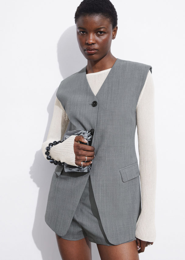 & Other Stories Tailored Waistcoat Grey