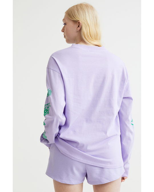 H&M Printed Sweatshorts Light Purple/care Bears