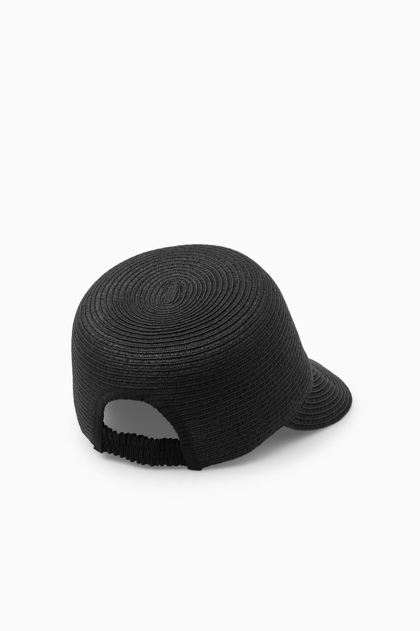 COS Woven Straw Baseball Cap Black