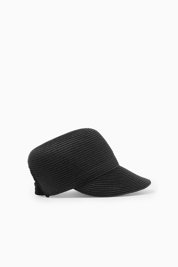 COS Woven Straw Baseball Cap Black