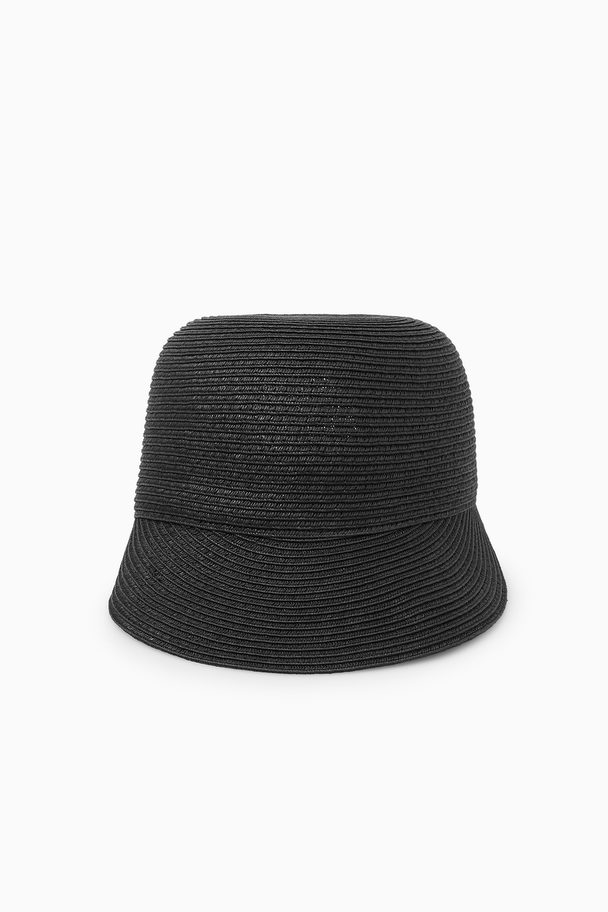 COS Woven Straw Baseball Cap Black